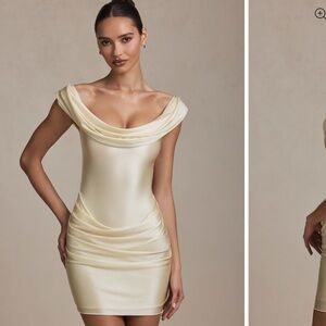 Oh Polly Ivory Off-Shoulder Mini Dress